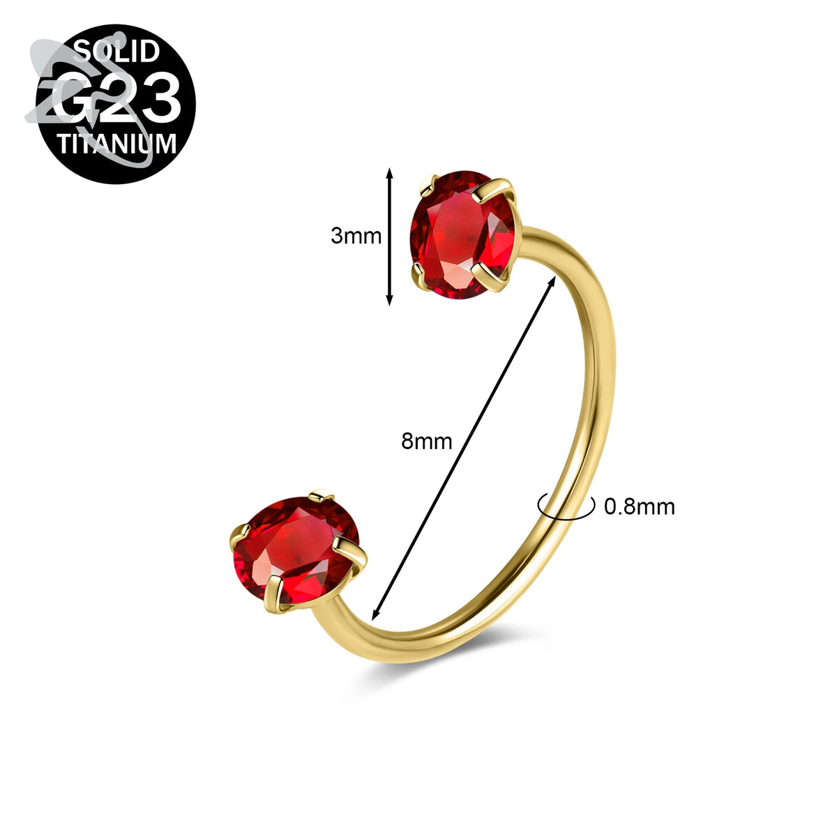 Collection Prestige™ – Piercing Fer à Cheval en Titane G23 avec Cristaux CZ Colorés