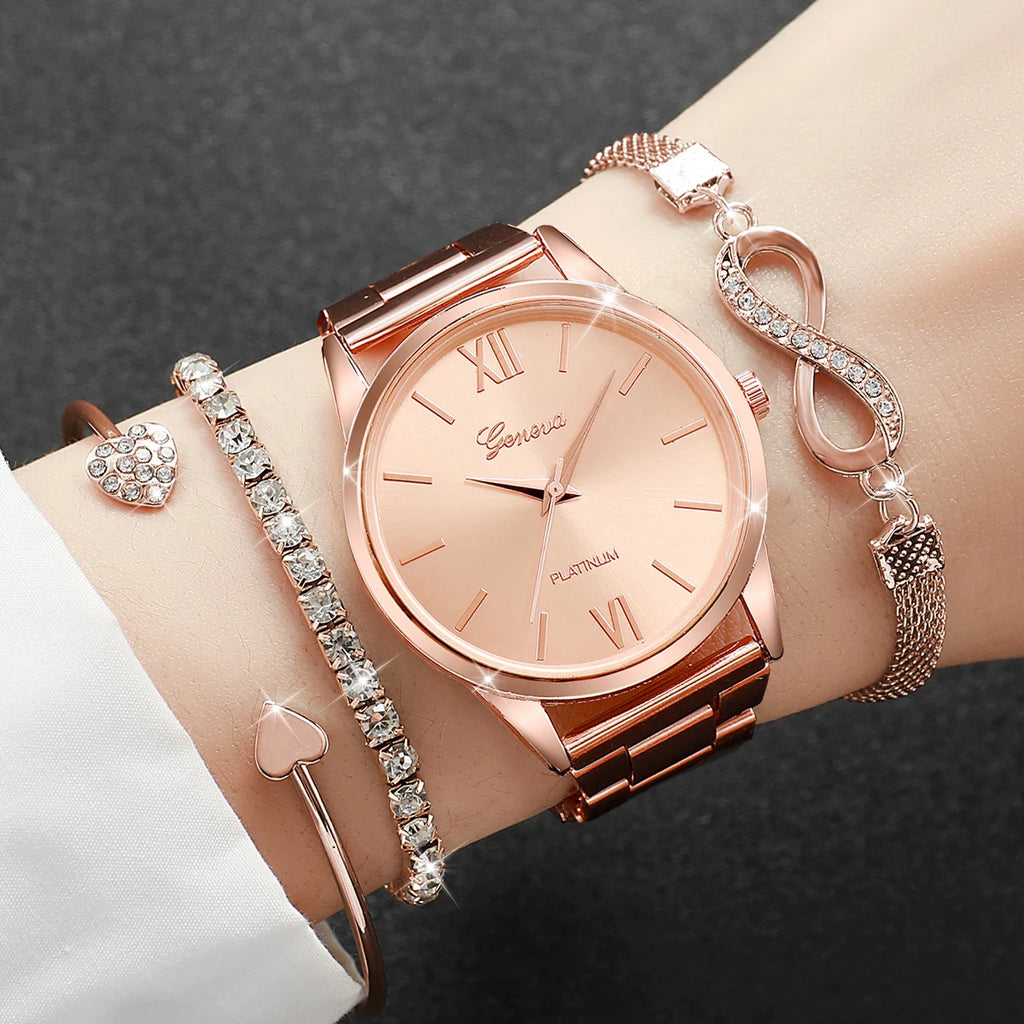 Montre Femme Éclat Majestueux Signature – Acier & Cristaux