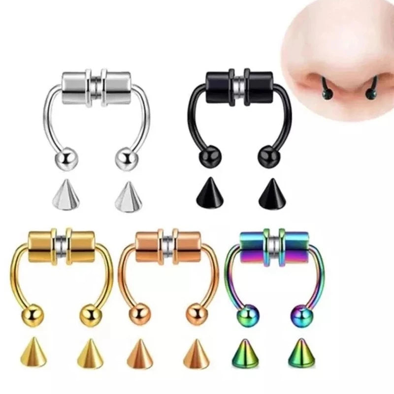 Collection Prestige™ – Lot de 5 Anneaux Septum Magnétiques Élégance