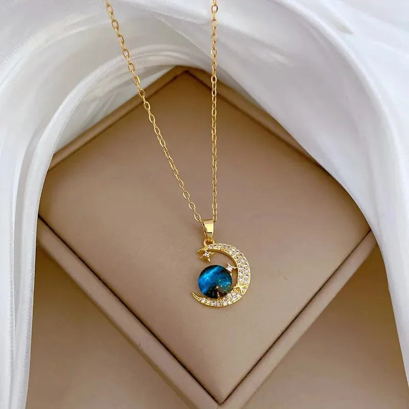 Collier Constellation Luxe – Planète et Lune