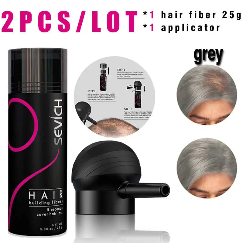 Poudre de Fibres Capillaires SEVICH à la Kératine – Effet Cheveux Plus Denses, Camoufle les Zones Clairsemées et la Perte de Cheveux