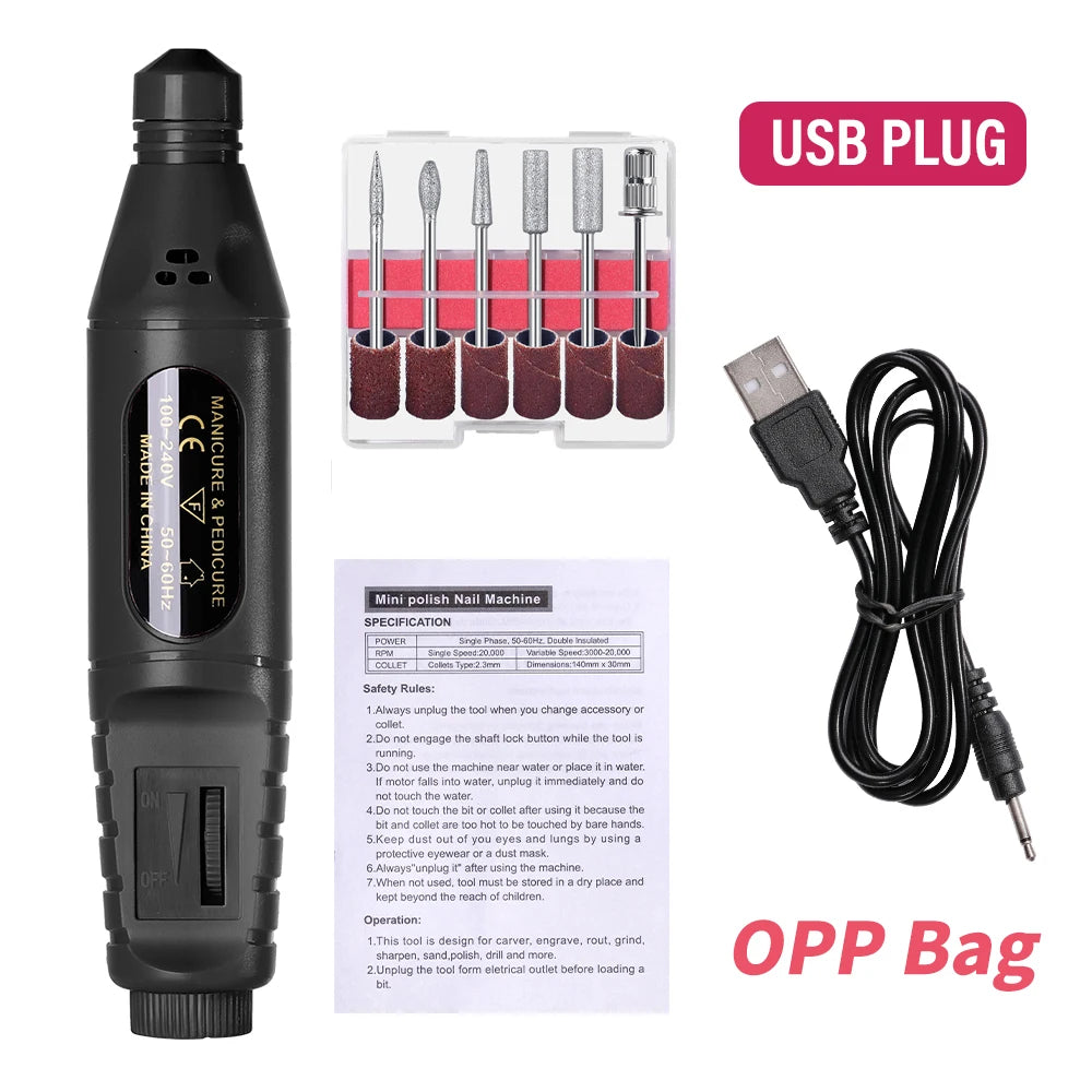 Kit Ponceuse Électrique Professionnelle pour Ongles – Coffret Complet Manucure & Pédicure