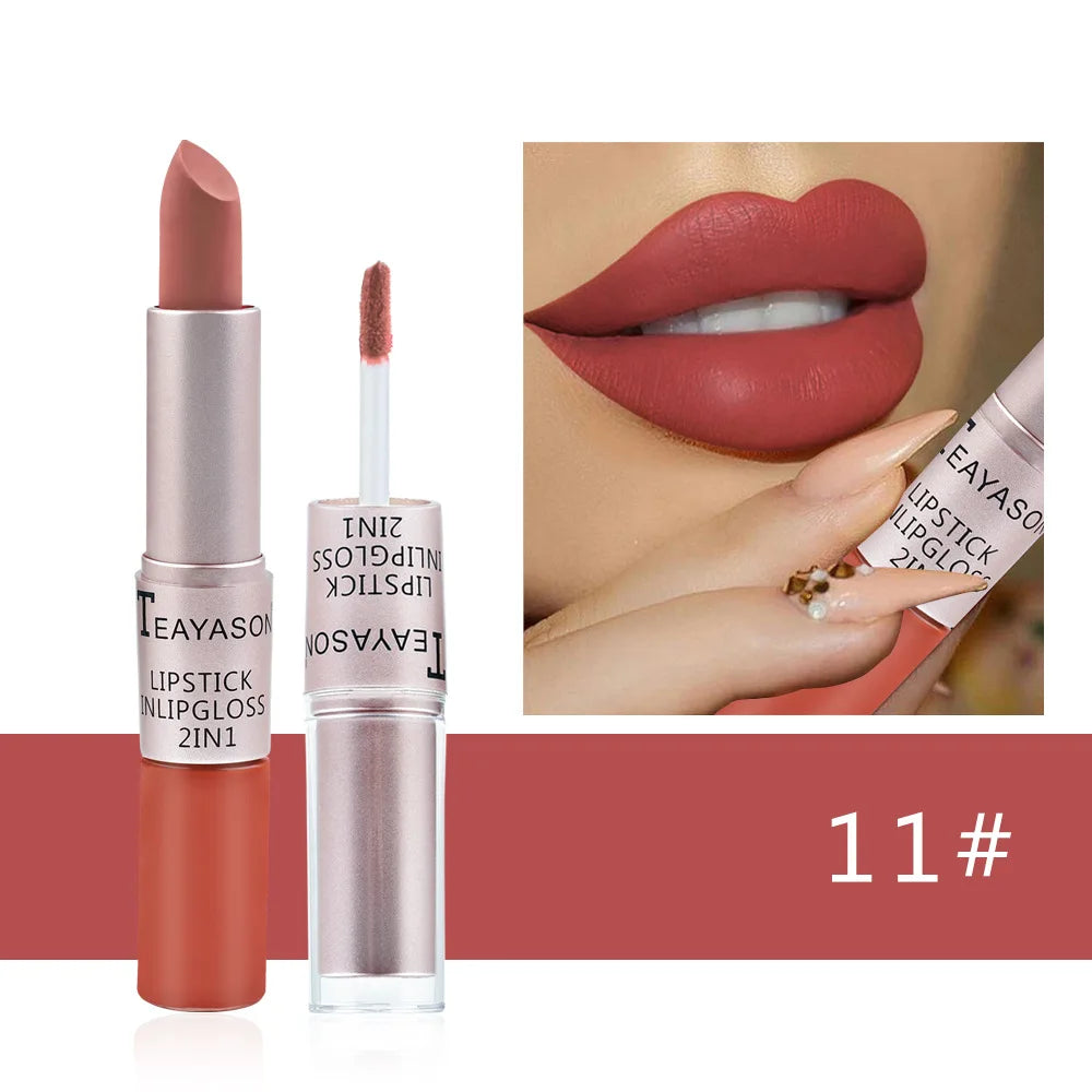 Rouge à Lèvres Velours Mat Premium – Longue Tenue 2-en-1 💄