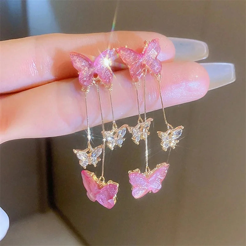 Boucles d’Oreilles Papillon Cristal Violet – Élégance Délicate