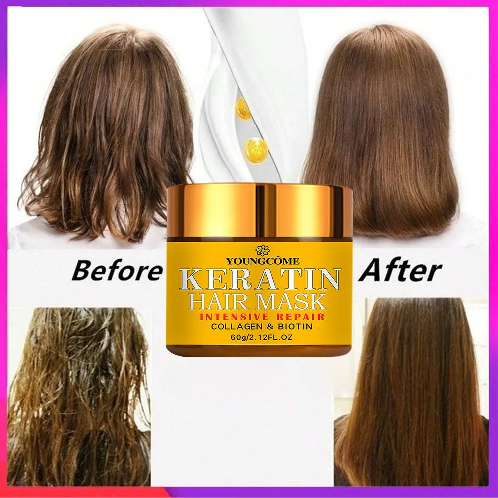 Masque Capillaire Luxe Biotine & Kératine – Réparation Profonde des Cheveux Secs et Abîmés