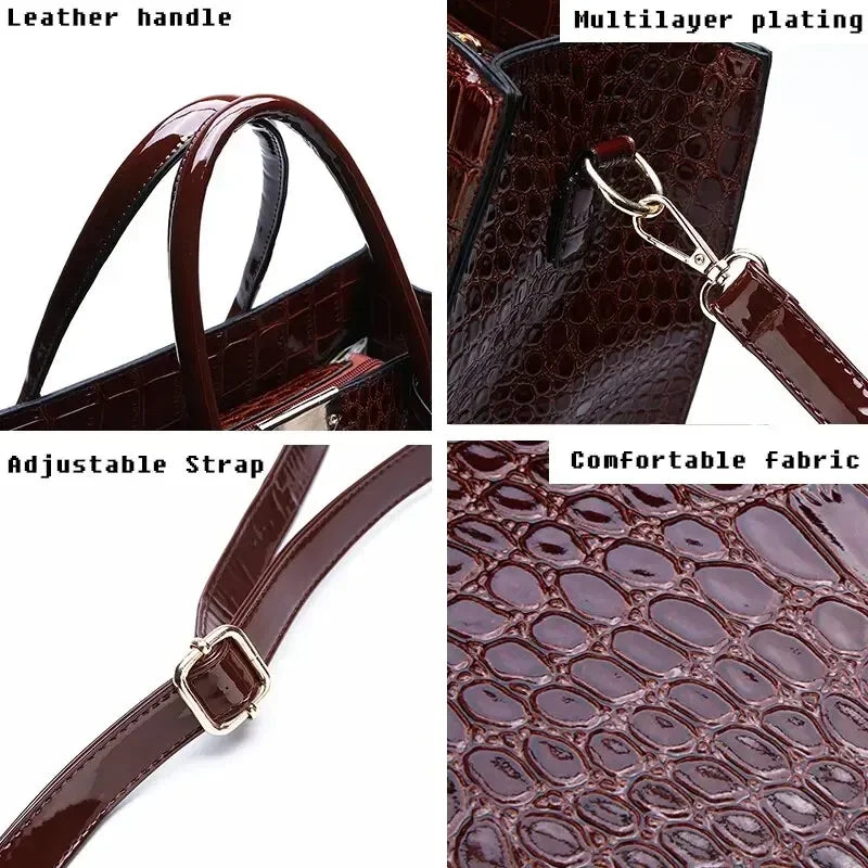 Sac Héritage™ – Grand Sac à Main Effet Crocodile pour Femme