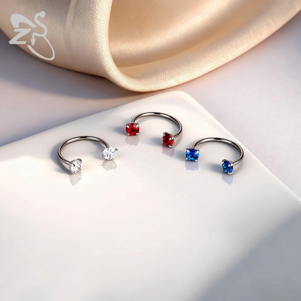 Collection Prestige™ – Piercing Fer à Cheval en Titane G23 avec Cristaux CZ Colorés