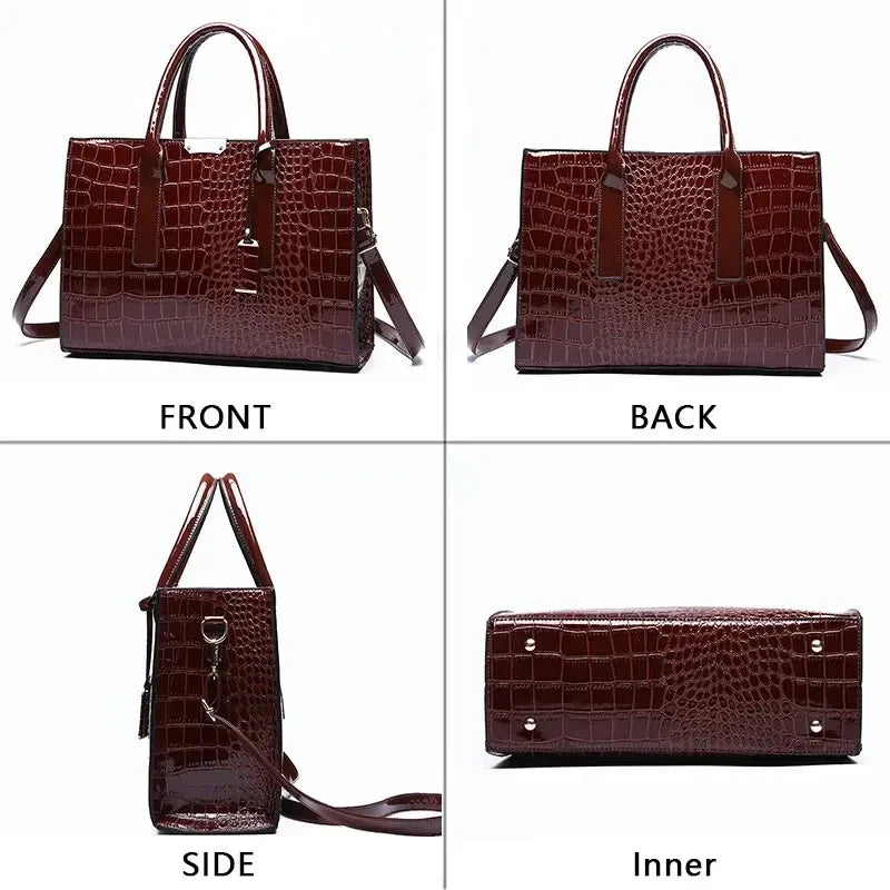Sac Héritage™ – Grand Sac à Main Effet Crocodile pour Femme