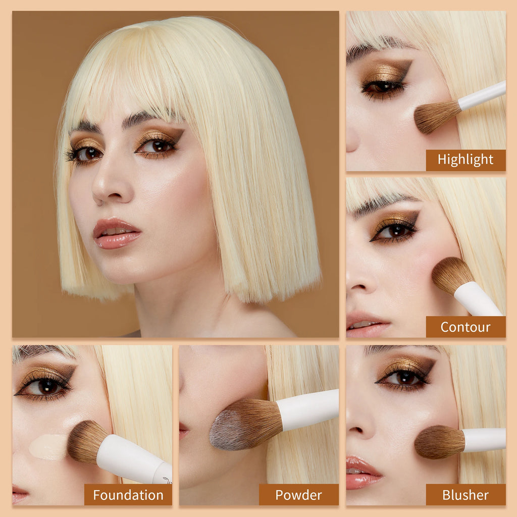 Coffret de 14 Pinceaux de Maquillage Professionnels – Fond de Teint, Poudre, Contouring, Fards & Highlighter