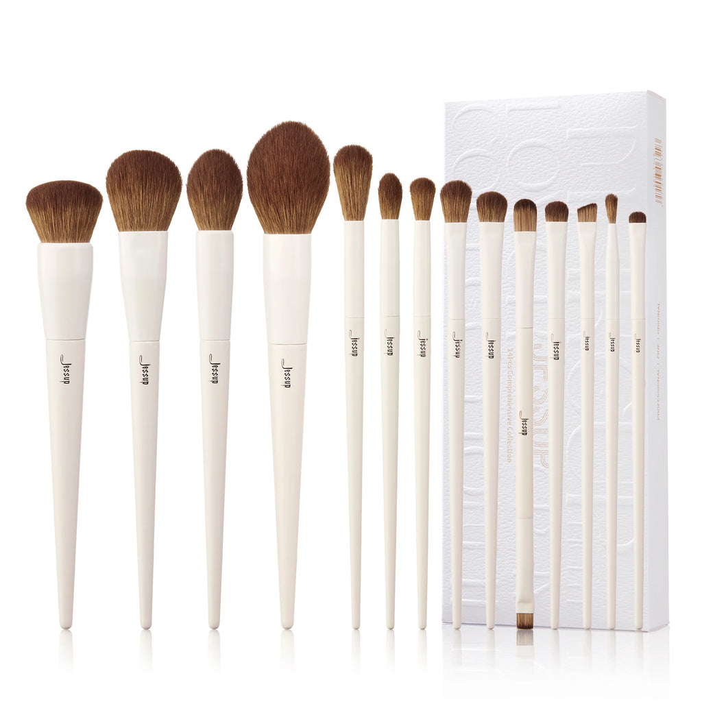 Coffret de 14 Pinceaux de Maquillage Professionnels – Fond de Teint, Poudre, Contouring, Fards & Highlighter