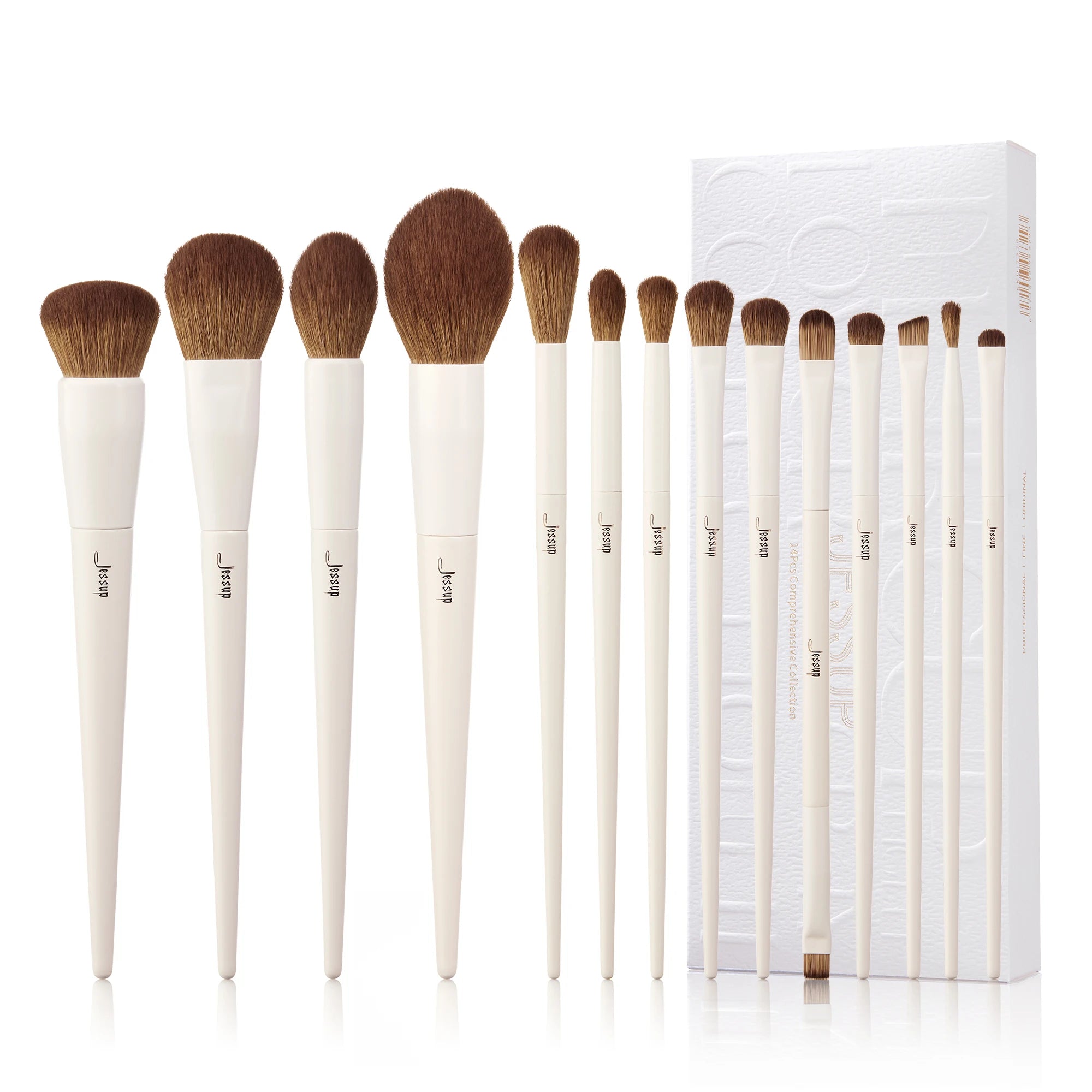 Coffret de 14 Pinceaux de Maquillage Professionnels – Fond de Teint, Poudre, Contouring, Fards & Highlighter